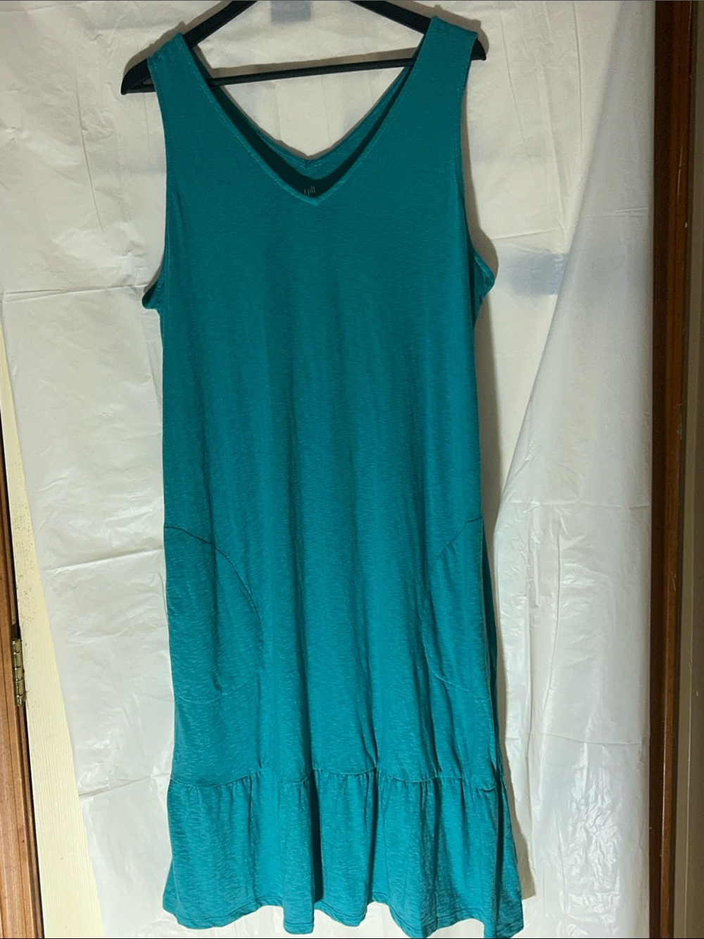 J. Jill Teal Sleeveless V-Neck Midi Dress